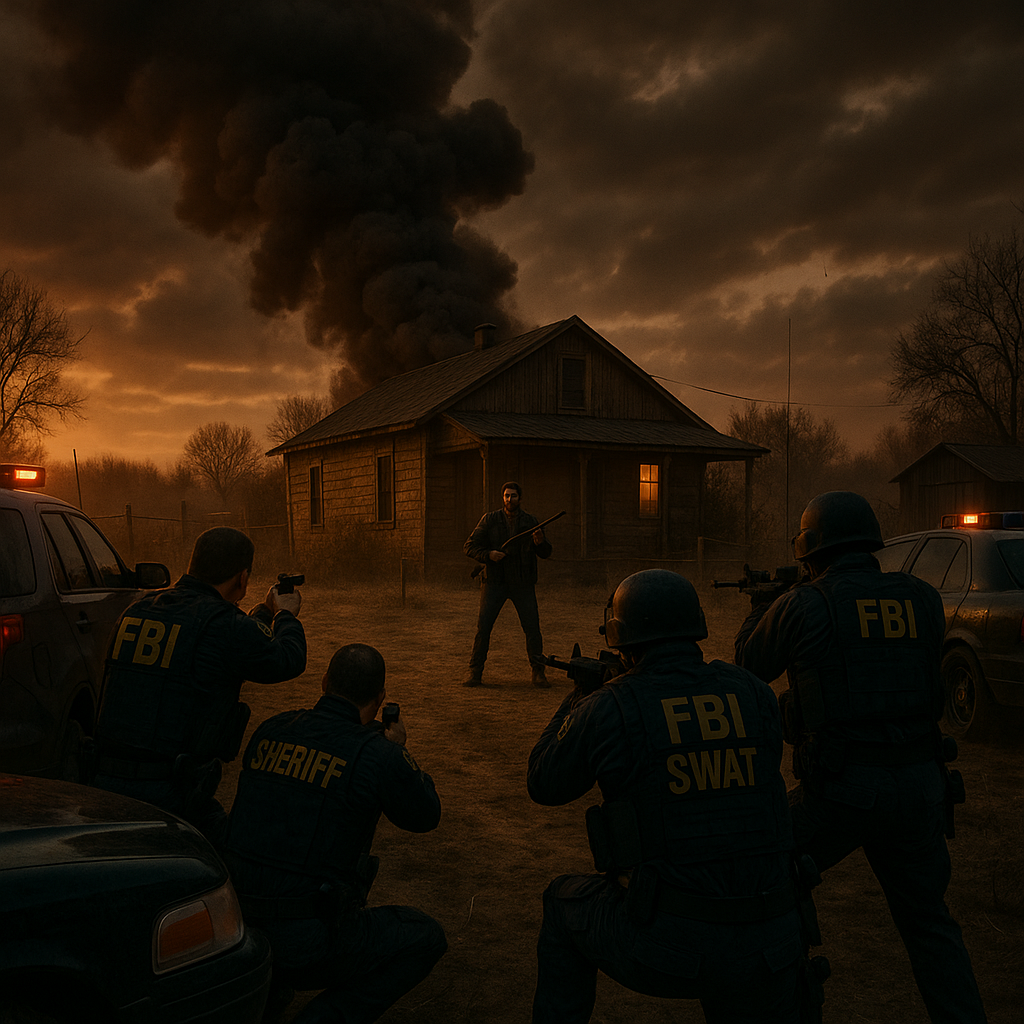 Armed standoff at the Branch Davidian compound in Waco, Texas, during 1993 siege.