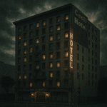 Cecil Hotel Exterior Los Angeles Night.Elisa Lam case