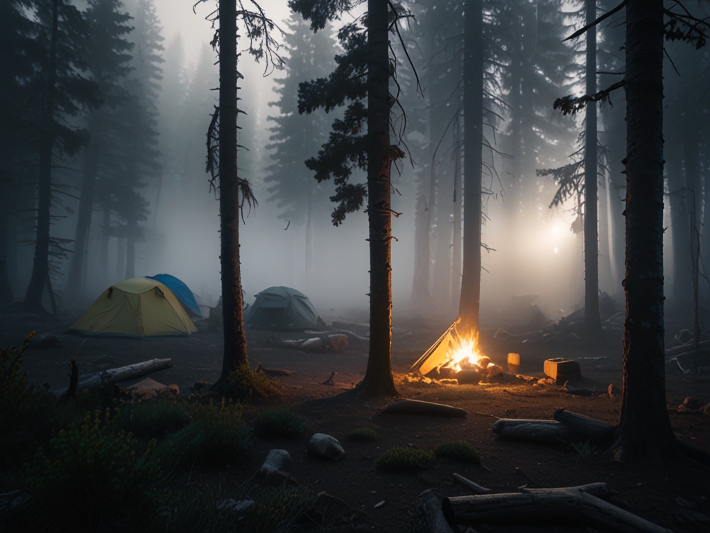 A remote forest campsite deep in the Utah mountains