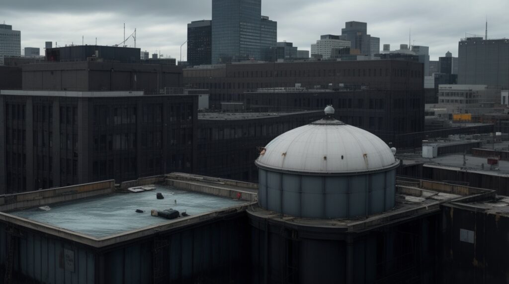 Water tank on the Cecil Hotel roof where Elisa Lam’s body was discovered in 2013.