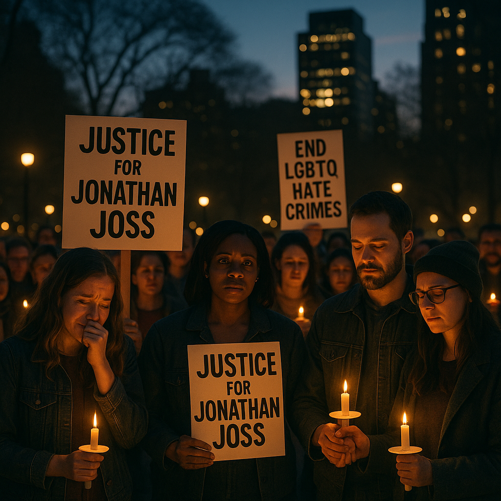 Supporters gather at a candlelight vigil seeking justice in the Jonathan Joss hate crime case