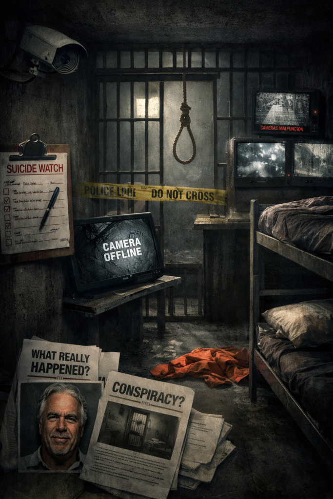 Prison cell scene symbolizing the mysterious death of Jeffrey Epstein in 2019